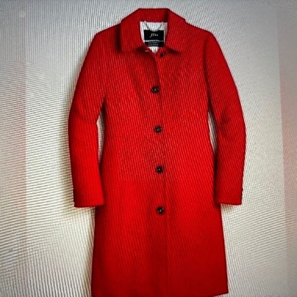 J.Crew Classic Italian Wool Red Lady Day Coat Jacket Size 6 Petite - Picture 1 of 12